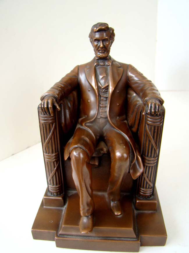 Absolutely the finest pair of Jennings Brothers "Lincoln in the chair" bookends circa 1925 — image 2